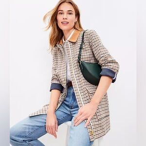 LOFT Checkered Barn Coat with Tan and Black Accents